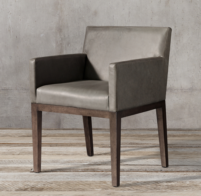 Track Arm Leather Dining Armchair