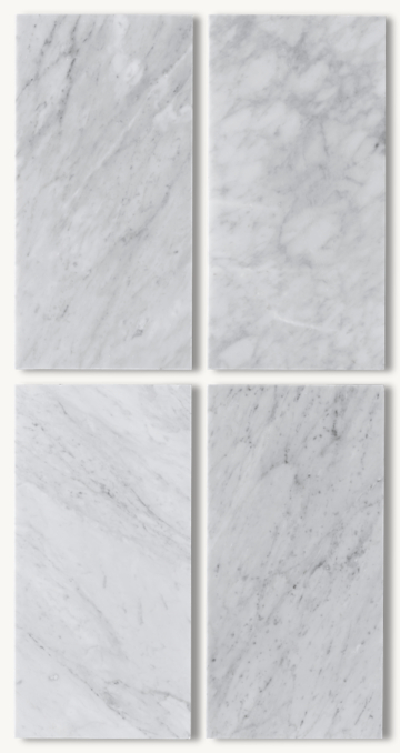 Close-up of white marble slab with gray veining.