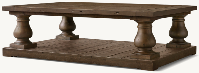 Balustrade Salvaged Wood Square Coffee Table RH