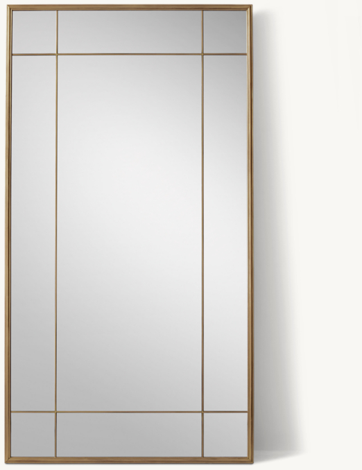 Vue de Face - Français Années 1940 - Miroir de Sol à Carreaux - Laiton
