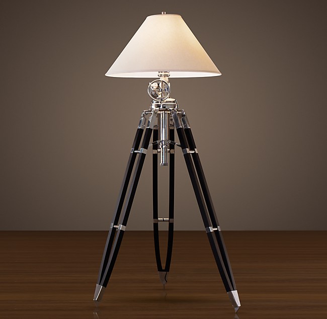 Royal Marine Tripod Floor Lamp, Surveyor Style Floor Lamps