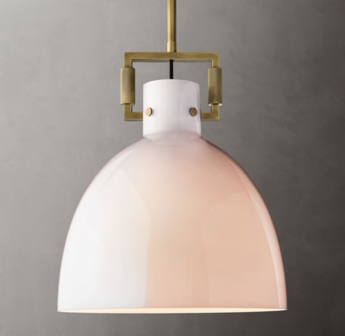 Machinist Milk Glass Cloche Pendant RH Baby Child