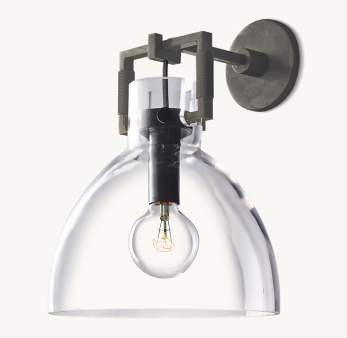 Machinist Glass Cloche Sconce 10\"