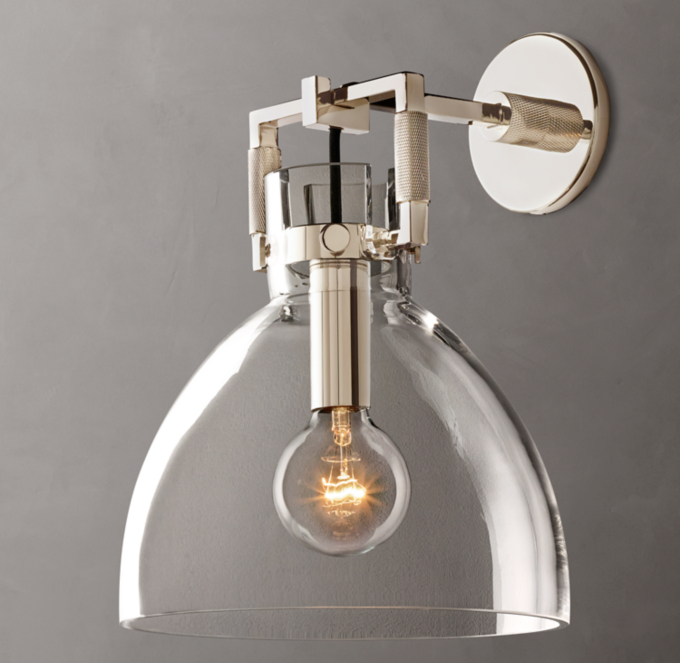 Machinist Glass Cloche Sconce 10\"