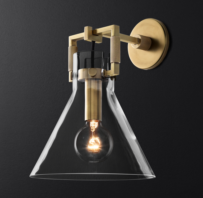 Machinist Glass Funnel Sconce 10"