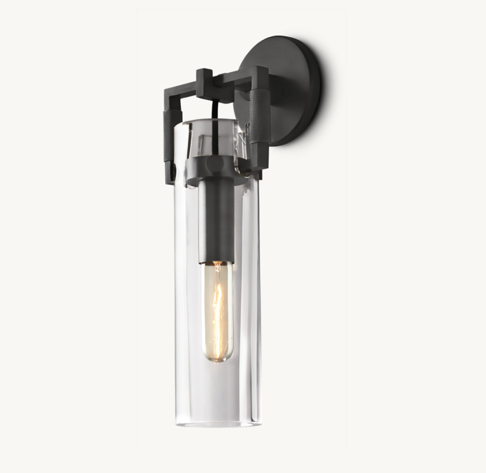 Machinist Glass Cylinder Sconce 12\"