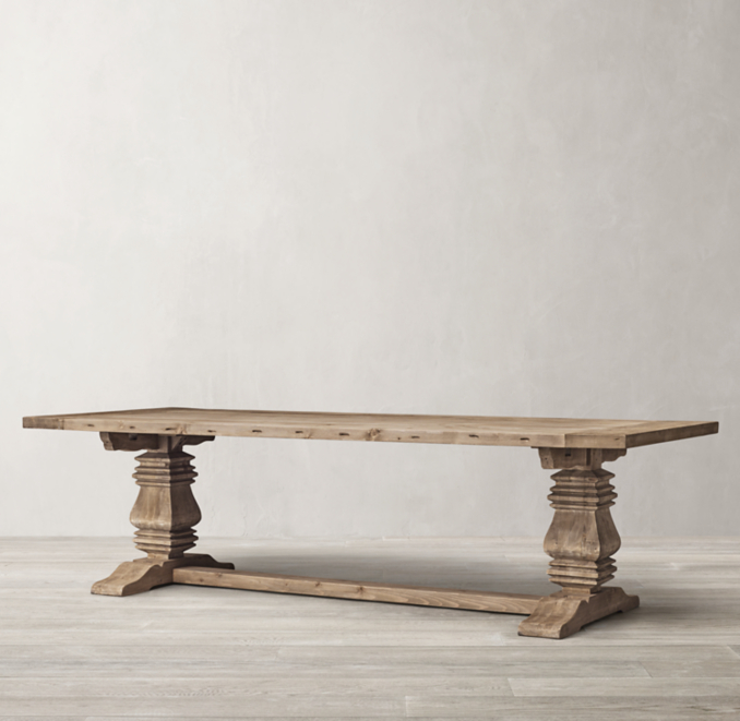 Salvaged Wood Trestle Rectangular Extension Dining Table