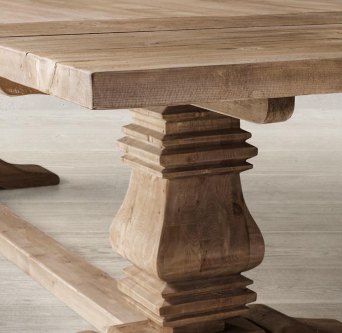 Salvaged Wood Trestle Rectangular Extension Dining Table