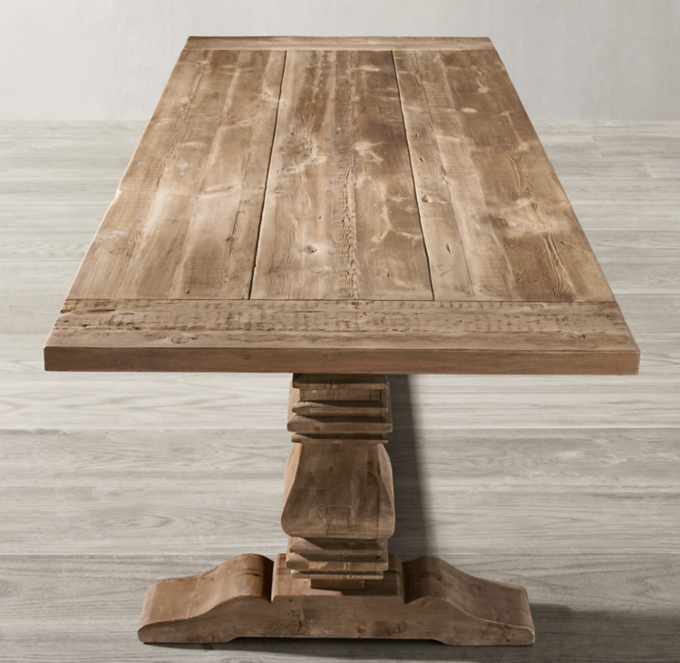 Salvaged Wood Trestle Rectangular Extension Dining Table