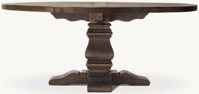 Salvaged Wood Trestle Round Dining Table