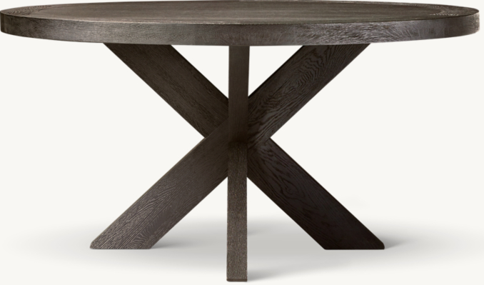 Front view of 1960S French X-Base Round Dining Table 
