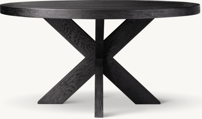 Front view of 1960S French X-Base Round Dining Table