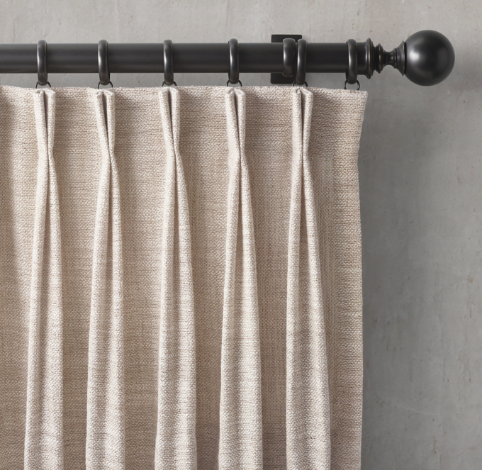 Custom Belgian Linen Textural Basketweave 2 Fold French Pleat