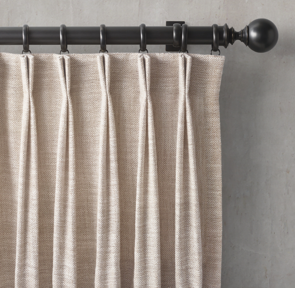 Custom Belgian Linen Textural Basketweave 2 Fold French Pleat