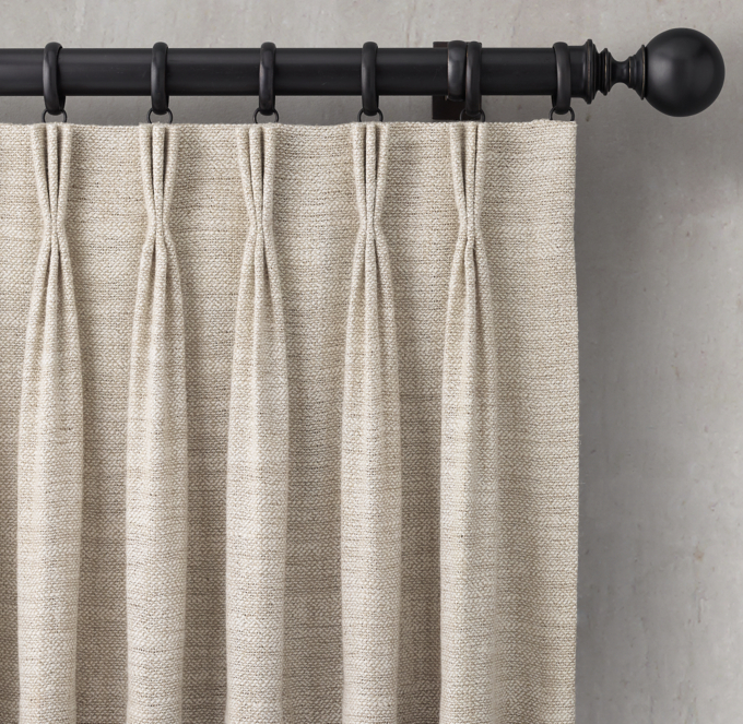 Custom Belgian Linen Textural Basketweave 3 Fold French Pleat