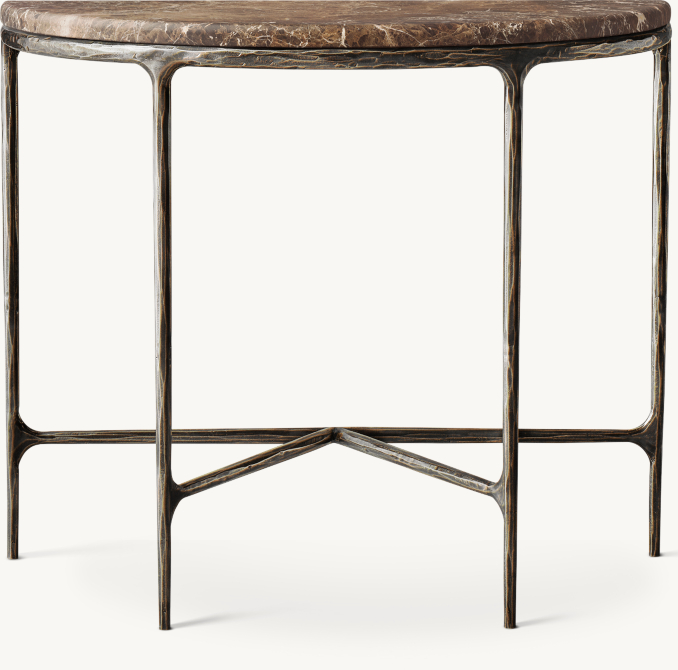 Front view of Thaddeus Marble Demilune Console Table