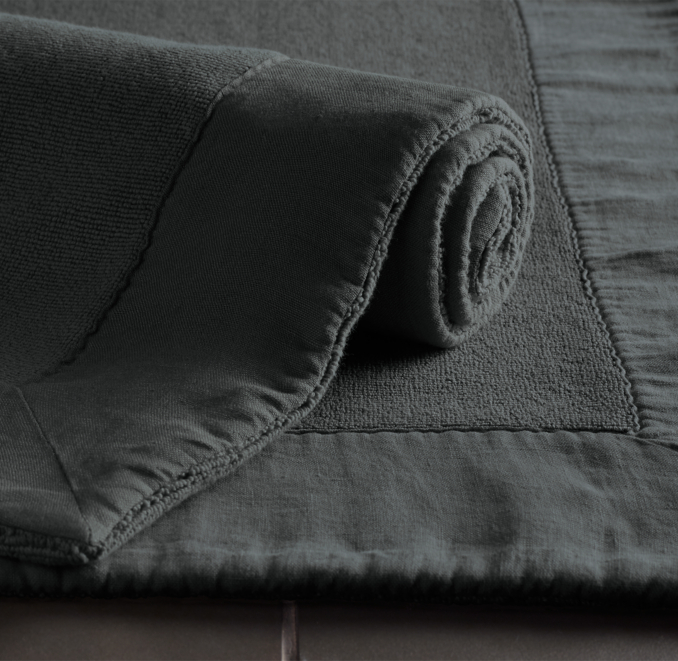Linen-Bordered 650-Gram Turkish Bath Mat | RH