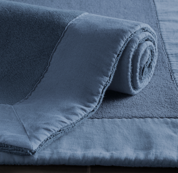 Linen-Bordered 650-Gram Turkish Bath Mat | RH