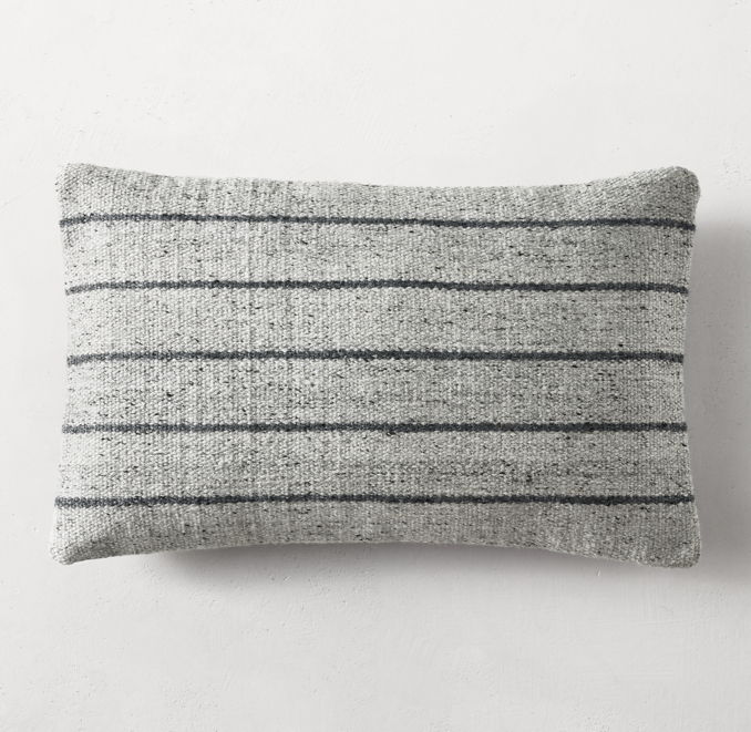 Textured Wool Pinstripe Pillow Cover Lumbar