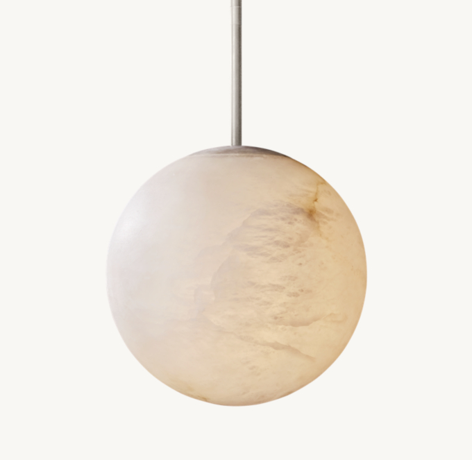 Hand-Carved Alabaster Globe Pendant