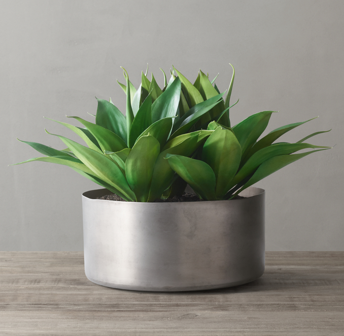 Faux Agave Plant For Handcrafted Metal Bowl Tall