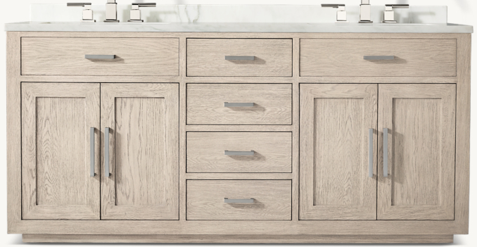 Front view of Kempton Oak Double Vanity 