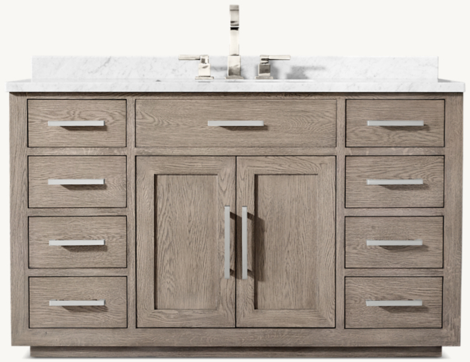 Front view of Kempton Oak Single Extra-Wide Vanity 