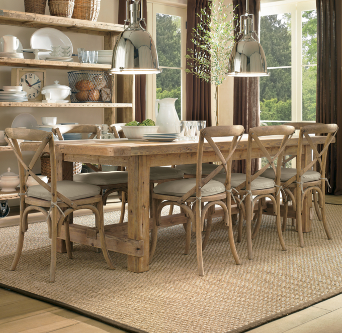 Salvaged Wood Farmhouse Rectangular Extension Dining Table