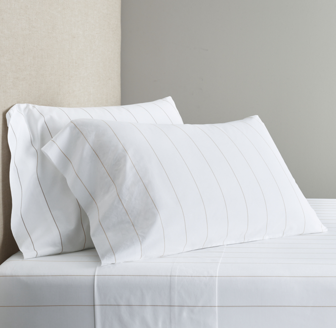 Italian Pinstripe Percale Sheet Set