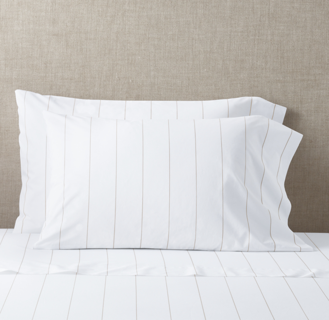 Italian Pinstripe Percale Pillowcases Set of 2