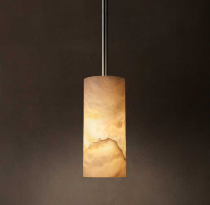 Hand-Carved Alabaster Cylinder Pendant