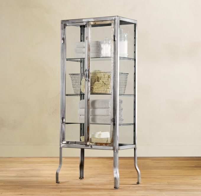 Pharmacy Large Bath Cabinet Burnished Steel