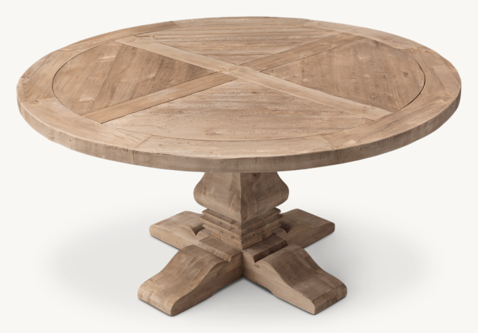 Salvaged Wood Trestle Round Dining Table