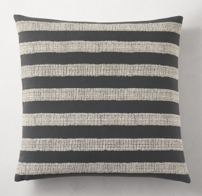 Moroccan Jacquard Chenille Wide Stripe Pillow Cover Square