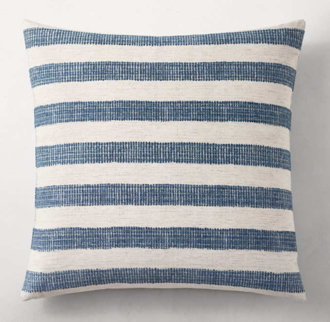 Moroccan Jacquard Chenille Wide Stripe Pillow Cover Square