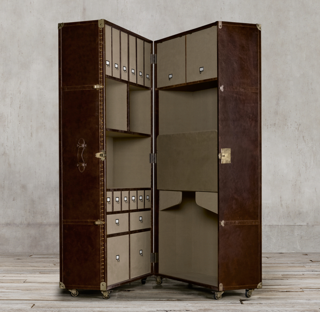Unique Wardrobe Cabinet Steamer Trunk Armoire Vintage Style 