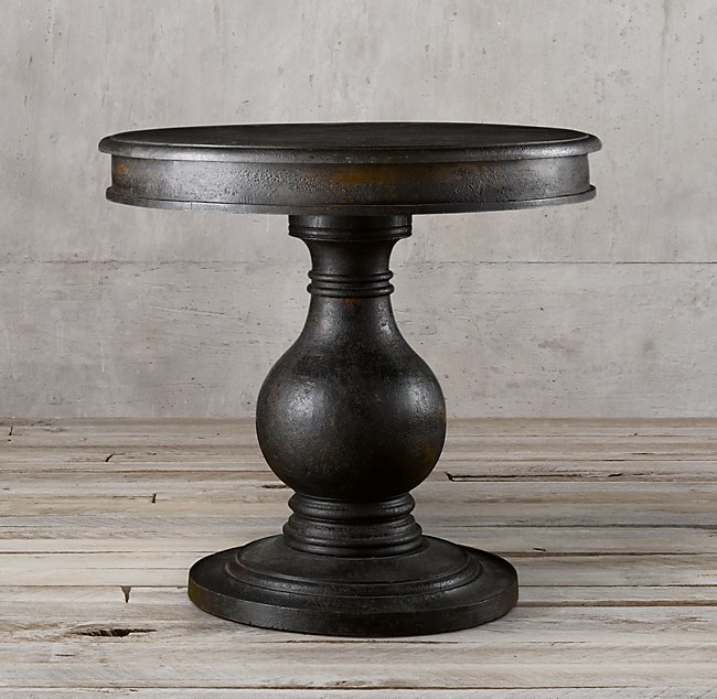 Vintage Foyer Pedestal Table, Black Round Pedestal Entry Table
