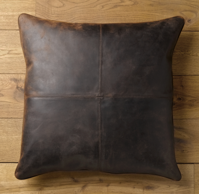 Solid Leather Pillow Cover Chocolate