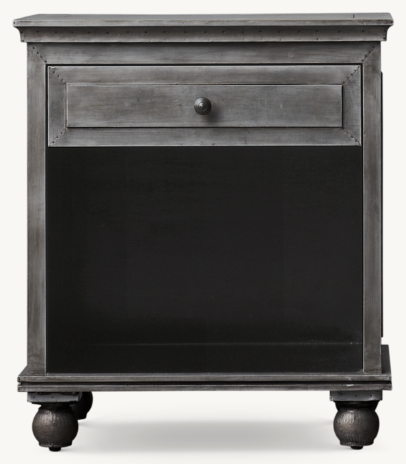 Front view of Annecy Metal-Wrapped Open Nightstand 