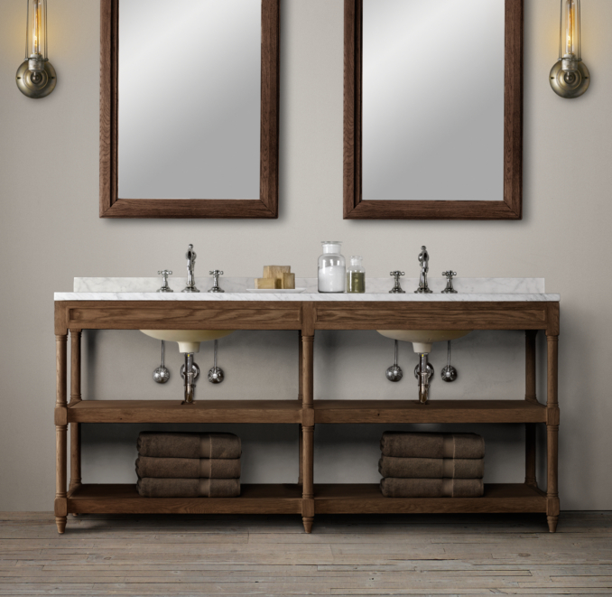 Weathered Oak Double Washstand