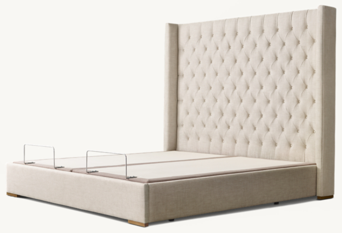 Shown with Adler Shelter Diamond-Tufted Fabric Bed in Sand Belgian Linen.