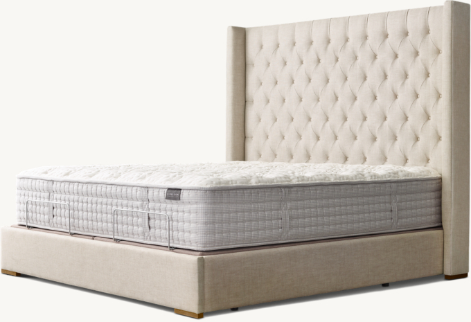 Shown with Adler Shelter Diamond-Tufted Fabric Bed in Sand Belgian Linen.