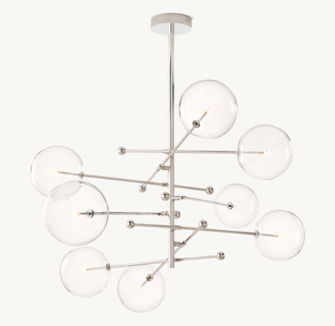 Glass Globe Mobile Eight-Arm Chandelier 79"