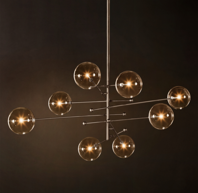 Glass Globe Mobile Eight-Arm Chandelier