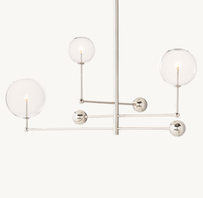 Glass Globe Mobile Three-Arm Chandelier 46\"