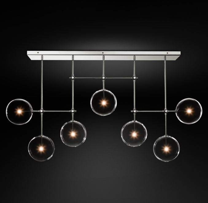 Glass Globe Mobile Linear Chandelier 72"