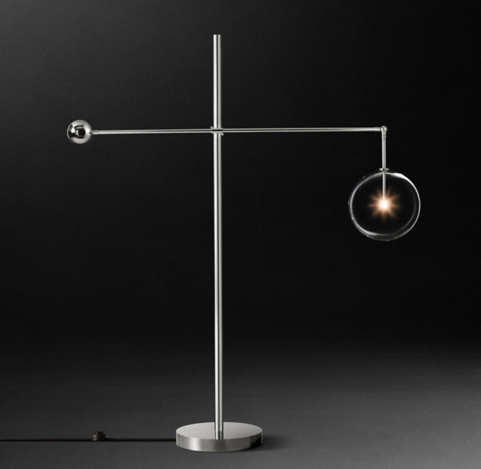 Glass Globe Mobile Lever Floor Lamp