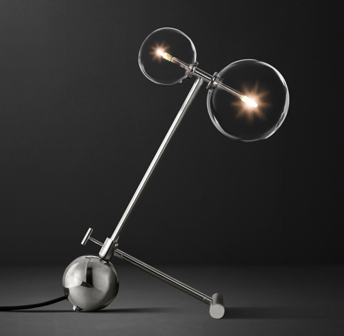 Glass Globe Mobile Boom Task Table Lamp