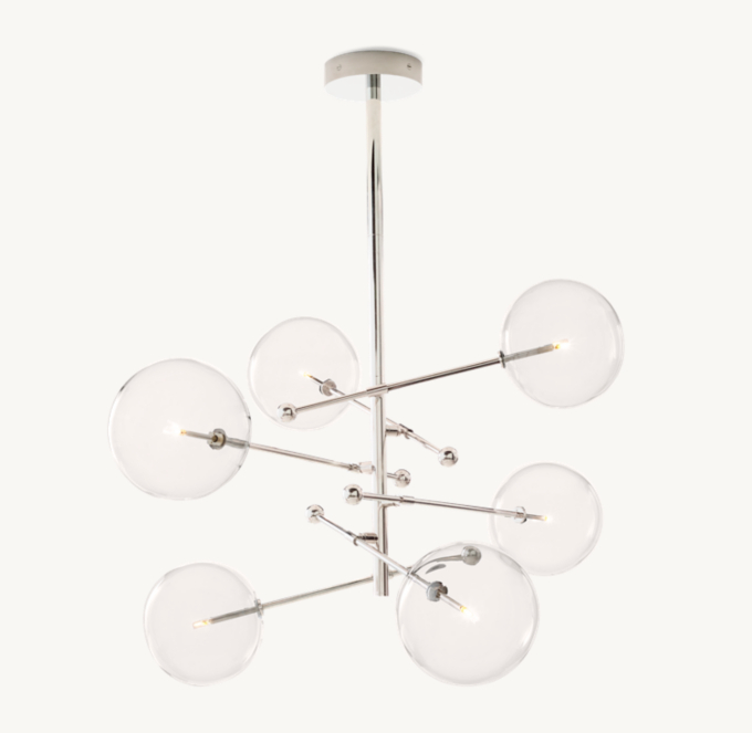 Glass Globe Mobile Six-Arm Chandelier 55\"