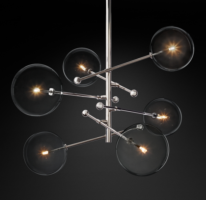 Glass Globe Mobile SixArm Chandelier 55"